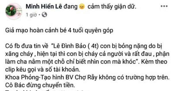 Bv Chợ Rẫy Khong Co Bệnh Nhi Le đinh Bảo đừng Chuyển Tiền Cho Trang Facebook Lừa đảo Tuổi Trẻ Online