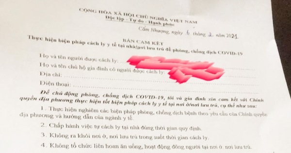 Không từ vùng dịch về, cô gái vẫn phải ký cam kết cách ly đến hết ...