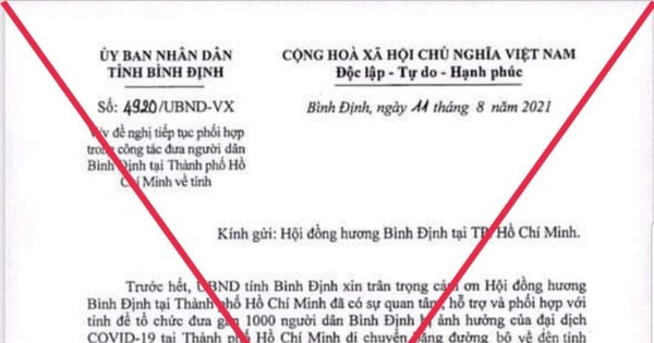Văn bản nói Bình Định tổ chức 50 chuyến xe đưa người dân từ TP.HCM là giả mạo - Vimarsana News