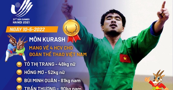 5月10日，庫拉什和沙灘手球為越南贏得5枚金牌