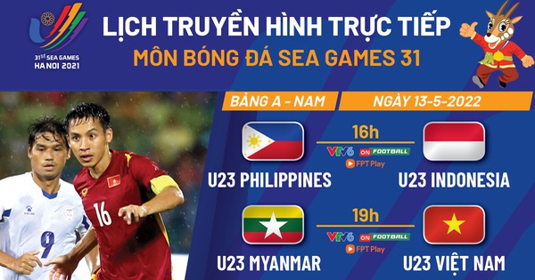 Lịch trực tiếp bóng đá SEA Games 31: U23 Việt Nam gặp U23 Myanmar
