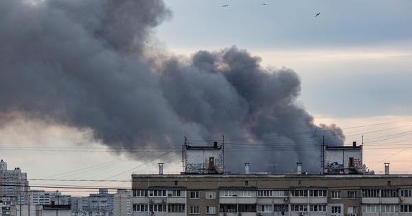 A series of large explosions rocked the capital Kiev